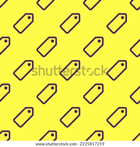 Seamless repeating pricetag outline flat icon pattern, icterine and persian indigo color. Design for postcard.