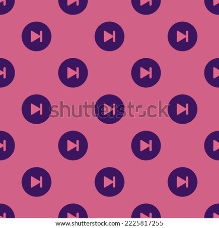 Seamless repeating play skip forward circle flat icon pattern, pale violet-red and persian indigo color. Background for quotes.