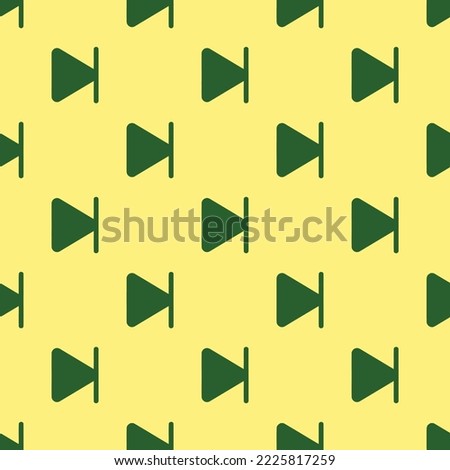 Seamless repeating play skip forward flat icon pattern, mellow yellow and hunter green color. Background for poster.
