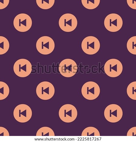 Seamless repeating play skip back circle sharp flat icon pattern, purple taupe and light salmon color. Design for wrapping paper.