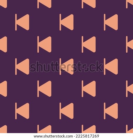 Seamless repeating play skip back flat icon pattern, purple taupe and light salmon color. Background for music sheet.