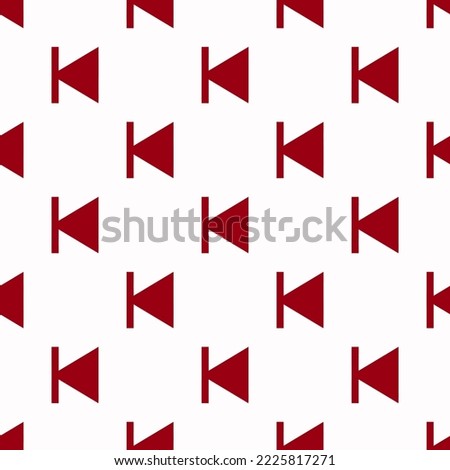 Seamless repeating play skip back sharp flat icon pattern, white smoke and carmine color. Background for poster.