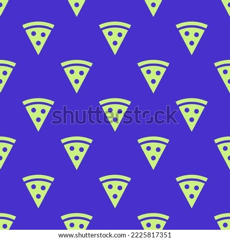 Seamless repeating pizza sharp flat icon pattern, iris and medium spring bud color. Background for slides.