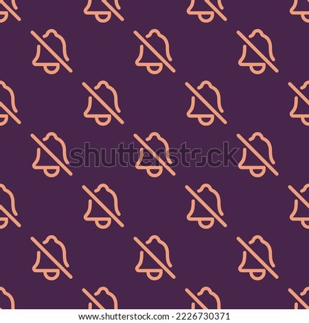 Seamless repeating notifications off outline flat icon pattern, purple taupe and light salmon color. Background for logo design.