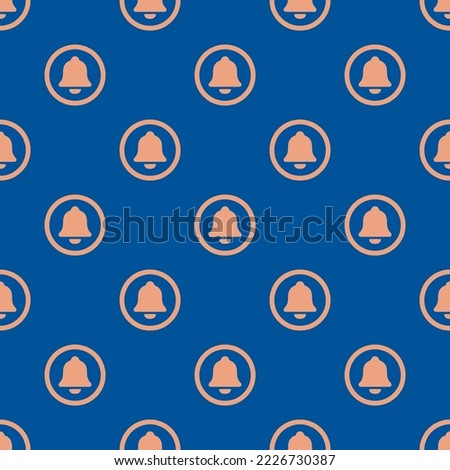 Seamless repeating notifications circle outline flat icon pattern, usafa blue and dark salmon color. Background for quotes.
