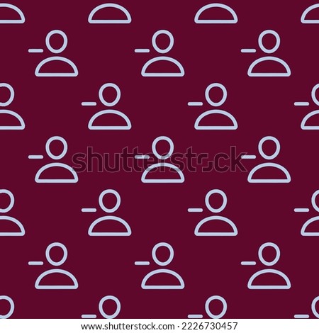 Seamless repeating person remove outline flat icon pattern, tyrian purple and pale aqua color. Background for music sheet.