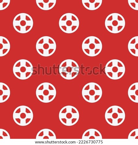 Seamless repeating help buoy sharp flat icon pattern, persian red and white smoke color. Background for wedding invitation.