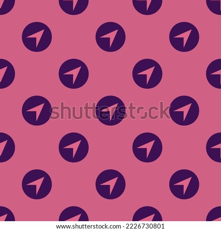 Seamless repeating navigate circle sharp flat icon pattern, blush and persian indigo color. Background for slogan.