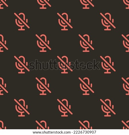 Seamless repeating mic off outline flat icon pattern, black leather jacket and terra cotta color. Background for flyer.