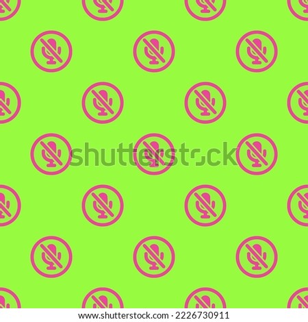 Seamless repeating mic off circle outline flat icon pattern, green-yellow and rose bonbon color. Background for login page.