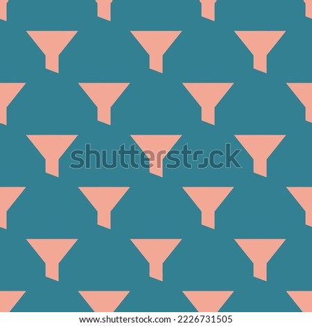 Seamless repeating funnel sharp flat icon pattern, teal blue and light salmon pink color. Design for wrapping paper or postcard.