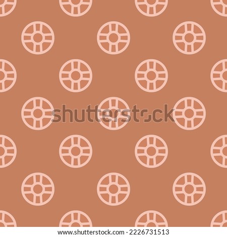 Seamless repeating help buoy outline flat icon pattern, pale copper and tea rose (rose) color. Background for selfie.