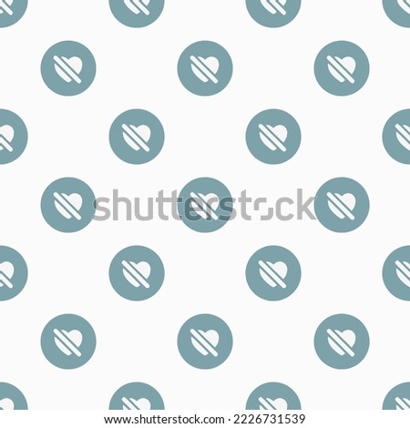 Seamless repeating heart dislike circle flat icon pattern, white smoke and cadet grey color. Design for postcard.