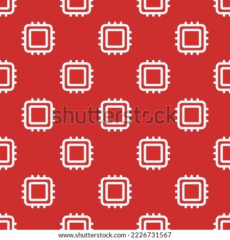 Seamless repeating hardware chip outline flat icon pattern, persian red and white smoke color. Background for menu.