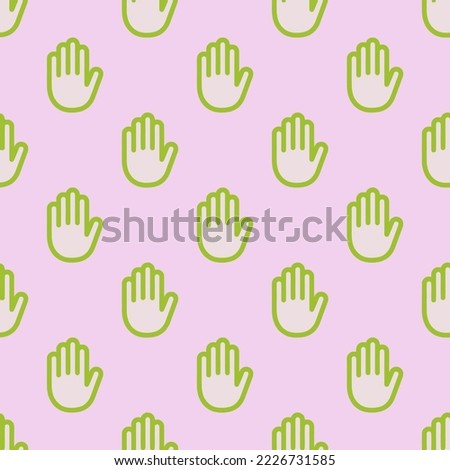 Seamless repeating hand left outline flat icon pattern, platinum and yellow-green color. Design for quiz.