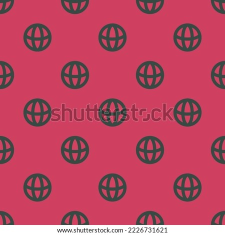 Seamless repeating globe alt flat icon pattern, brick red and charcoal color. Background for poster.