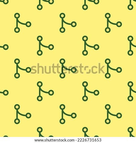 Seamless repeating git merge outline flat icon pattern, mellow yellow and hunter green color. Design for birthday party banner.