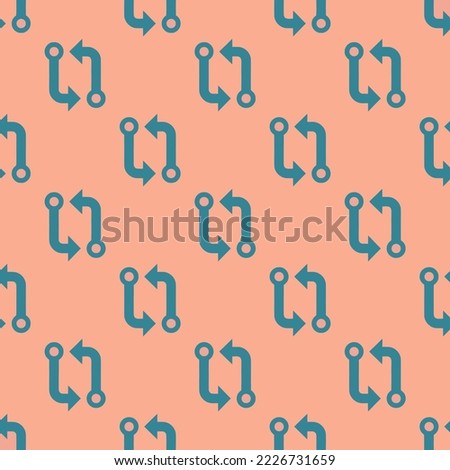 Seamless repeating git compare sharp flat icon pattern, light salmon pink and teal blue color. Design for notes.