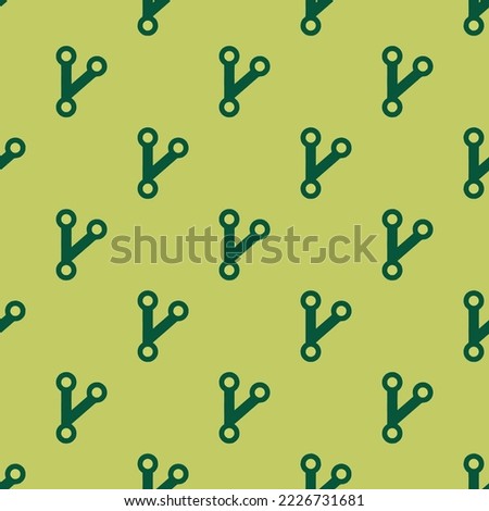 Seamless repeating git branch sharp flat icon pattern, hansa yellow and sacramento state green color. Background for notebook.