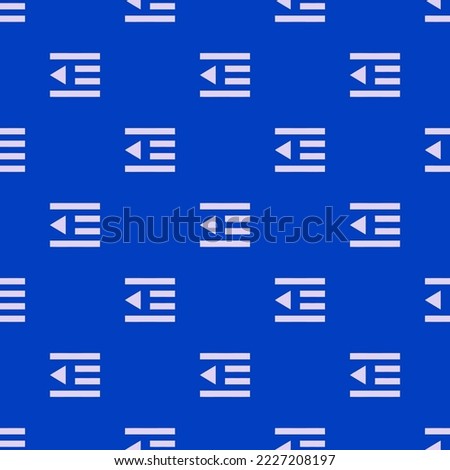 Seamless repeating format indent decrease flat icon pattern, royal azure and pale lavender color. Design for wrapping paper or postcard.