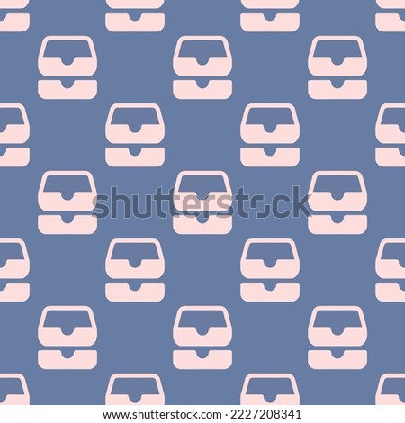 Seamless repeating file tray stacked flat icon pattern, slate gray and misty rose color. Design for wrapping paper or postcard.