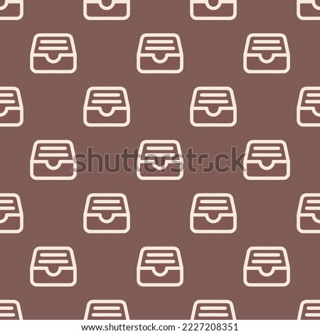 Seamless repeating file tray full outline flat icon pattern, pastel brown and moccasin color. Design for wrapping paper or postcard.