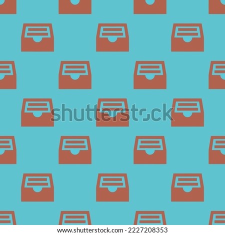 Seamless repeating file tray full sharp flat icon pattern, medium turquoise and rose vale color. Design for wrapping paper or postcard.
