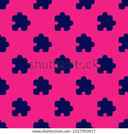 Seamless repeating extension puzzle sharp flat icon pattern, vivid cerise and oxford blue color. Design for wrapping paper or postcard.
