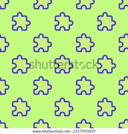 Seamless repeating extension puzzle outline flat icon pattern, medium spring bud and iris color. Design for wrapping paper or postcard.