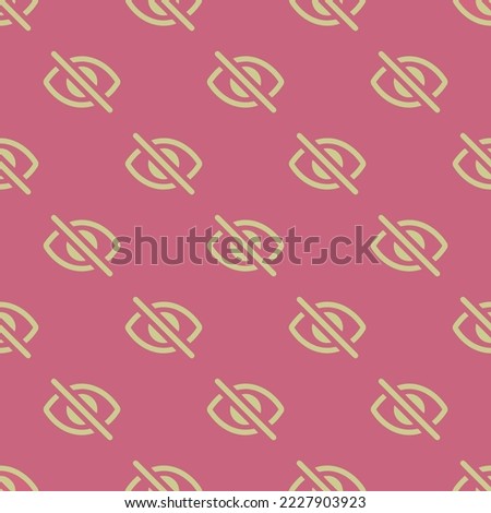 Seamless repeating eye off outline flat icon pattern, blush and medium spring bud color. Design for wrapping paper or postcard.