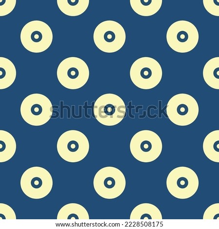 Seamless repeating disc sharp flat icon pattern, dark slate gray and blond color. Design for wrapping paper or postcard.