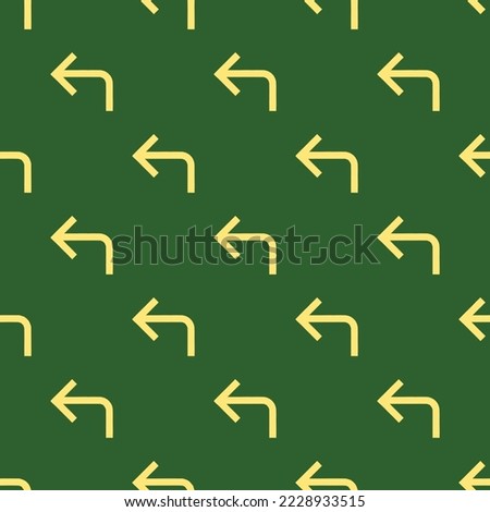Seamless repeating corner up left flat icon pattern, hunter green and mellow yellow color. Design for wrapping paper or postcard.