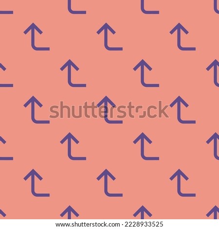 Seamless repeating corner left up flat icon pattern, ruddy pink and dark lavender color. Design for wrapping paper or postcard.