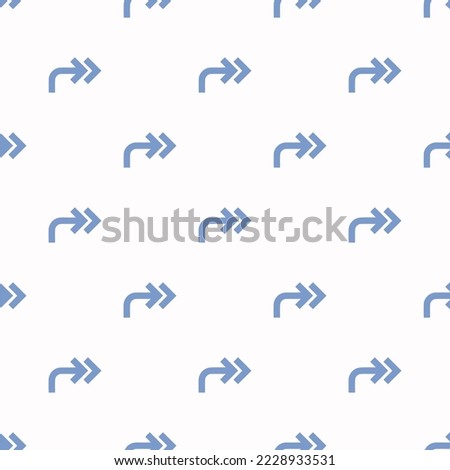 Seamless repeating corner double up right flat icon pattern, white smoke and dark pastel blue color. Design for wrapping paper or postcard.