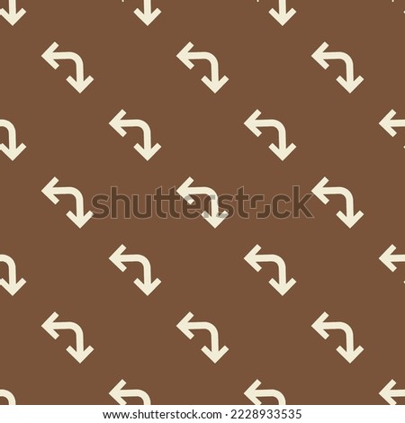 Seamless repeating corner double right down flat icon pattern, coffee and eggshell color. Design for wrapping paper or postcard.