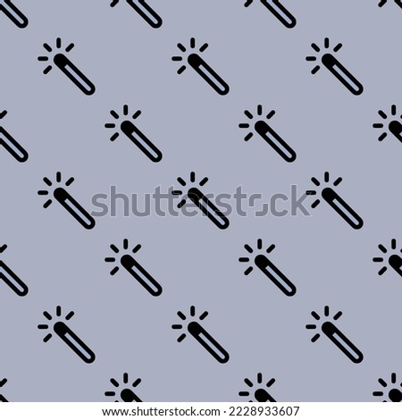 Seamless repeating color wand outline flat icon pattern, wild blue yonder and black color. Design for wrapping paper or postcard.