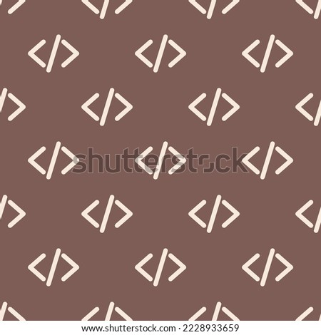 Seamless repeating code slash flat icon pattern, pastel brown and moccasin color. Design for wrapping paper or postcard.