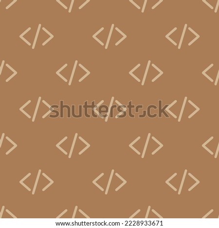 Seamless repeating code slash outline flat icon pattern, chamoisee and tan color. Design for wrapping paper or postcard.
