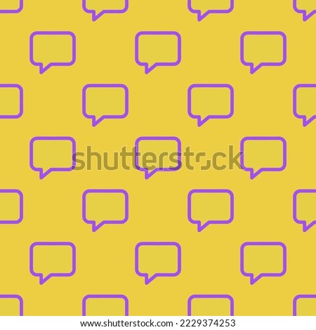 Seamless repeating chatbox outline flat icon pattern, sandstorm and lavender indigo color. Design for wrapping paper or postcard.