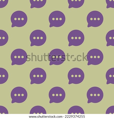 Seamless repeating chatbubble ellipses flat icon pattern, medium spring bud and dark lavender color. Design for wrapping paper or postcard.