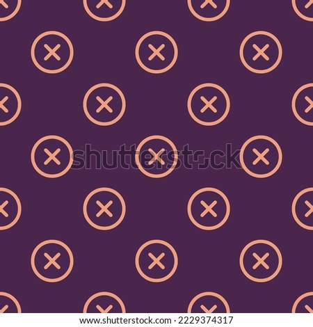 Seamless repeating close circle outline flat icon pattern, purple taupe and light salmon color. Design for wrapping paper or postcard.