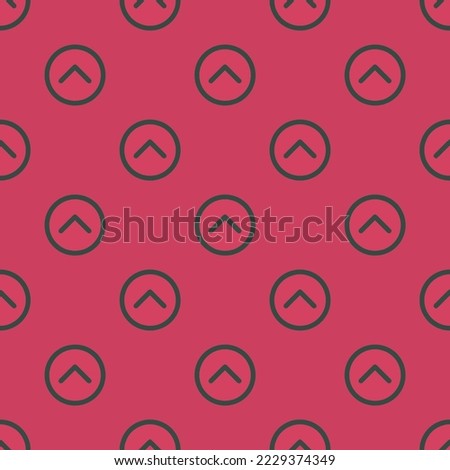 Seamless repeating chevron up circle outline flat icon pattern, brick red and charcoal color. Design for wrapping paper or postcard.