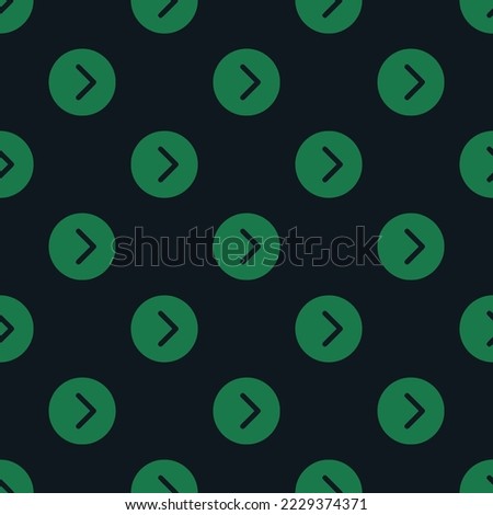 Seamless repeating chevron forward circle flat icon pattern, dark jungle green and dark spring green color. Design for wrapping paper or postcard.