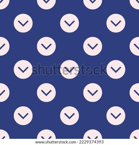 Seamless repeating chevron down circle sharp flat icon pattern, st. patrick's blue and linen color. Design for wrapping paper or postcard.