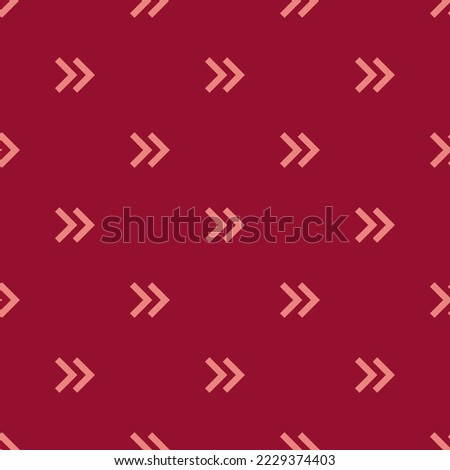 Seamless repeating chevron double right flat icon pattern, vivid burgundy and light coral color. Design for wrapping paper or postcard.