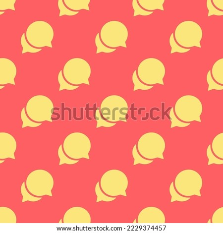 Seamless repeating chatbubbles sharp flat icon pattern, pastel red and mellow yellow color. Design for wrapping paper or postcard.