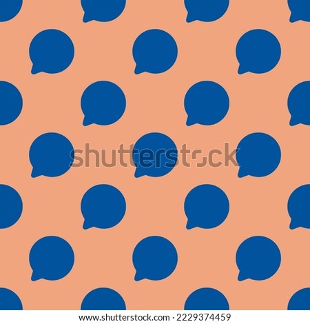 Seamless repeating chatbubble flat icon pattern, dark salmon and usafa blue color. Design for wrapping paper or postcard.