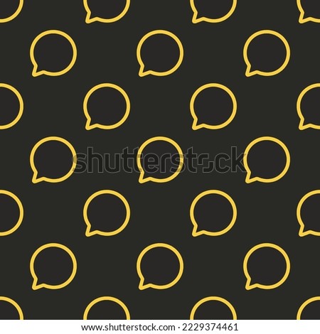 Seamless repeating chatbubble outline flat icon pattern, black leather jacket and sandstorm color. Design for wrapping paper or postcard.