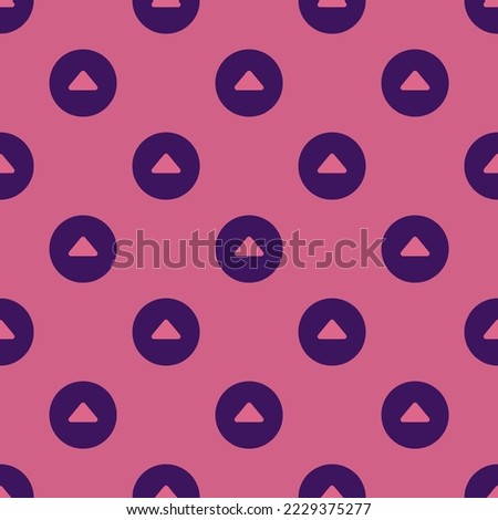 Seamless repeating caret up circle flat icon pattern, pale violet-red and persian indigo color. Design for wrapping paper or postcard.