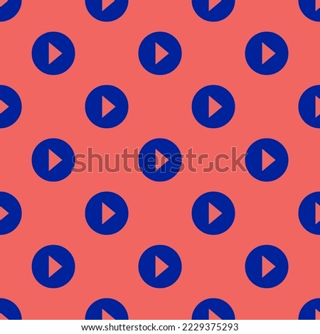 Seamless repeating caret forward circle sharp flat icon pattern, light carmine pink and imperial blue color. Design for wrapping paper or postcard.